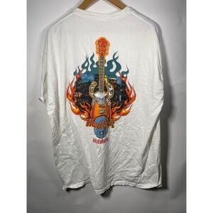 Hard Rock Cafe Baltimore T-Shirt Guitar Flames Graphic Mens XL White‎